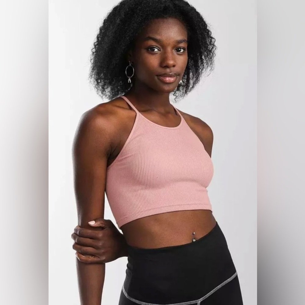 😝 NWOT FP Movement Happiness Runs Tank Top~Size XS/S~Soft Pink~Cropped~Racerback